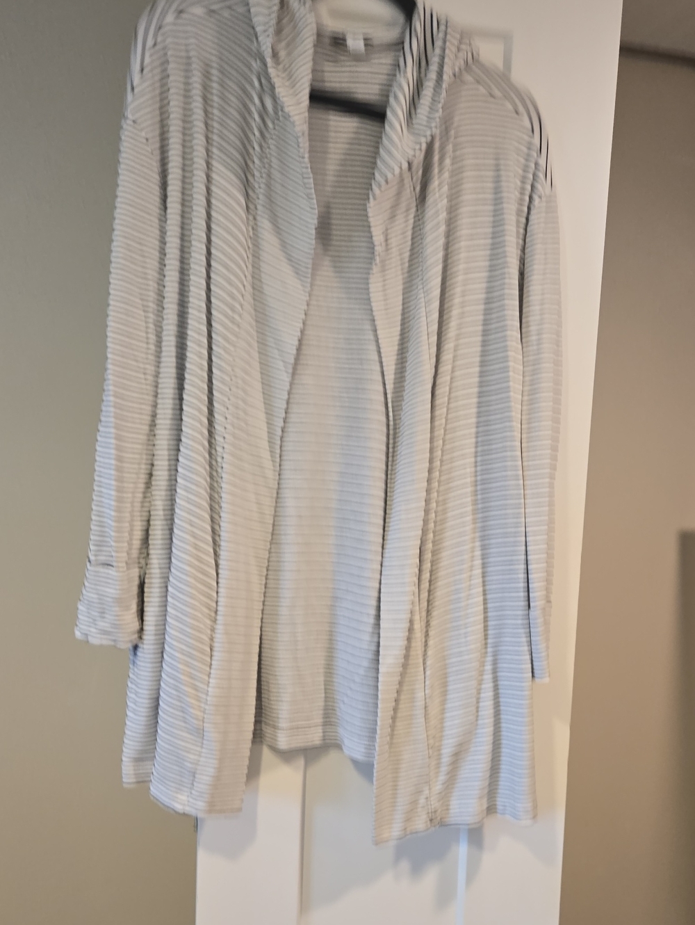 Daily Ritual Black & White Striped Hooded Cardigan With Pockets
